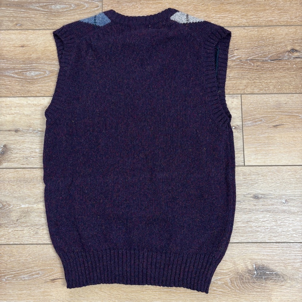 VTG Royal Scott Mens Large Shetland Wool Sweater Vest Argyle Made in Hong Kong - Picture 9 of 9